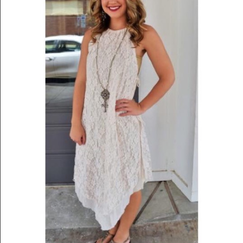 Tan Lace Dress